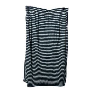 Eileen Fisher Striped 100% Organic Linen Midi Skirt Pockets Size XS